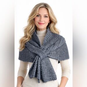 Women's Grey Knit Scarf Wrap
